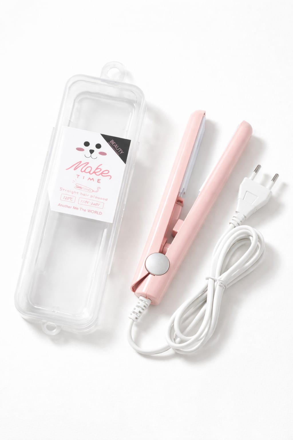 Mini Reise-Haarglätter Rosa mit Etui